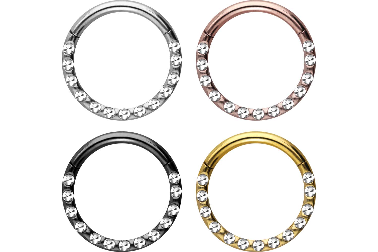 SET Chirurgenstahl Segmentring Clicker Piercing KRISTALLE + EPOXY